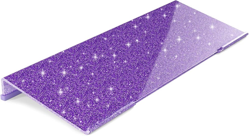 Rulyyo Store Ergonomic Computer Keyboard Stand - 17 Inch Glitter Purple Acrylic Keyboard Riser for Desk Tilted Keyboard Holder Tray with Non-Slip Strip for Home Office Easy Typing & Working - Image 1